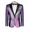 thumbnail image 5 of COOFANDY Mens Sequin Blazer Tuxedo Party Prom Wedding Tuxedo One Button Jacket, 5 of 10