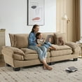 thumbnail image 4 of Dinosisco 84"L Deep Seat Sofa, Corduroy Upholstered Sleeper Couch for Living Room, Khaki, 4 of 8