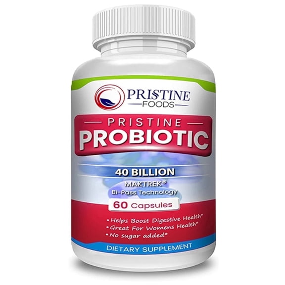 Pristine Probiotic Supplement 40 Billion CFU - High Potency Probiotics for Women - Support Healthy Digestive System - 60 Capsules
