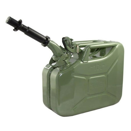 Wavian 3013 2.6 Gallon 10 Liter Steel Gasoline Fuel Jerry Can w/ Spout, Green