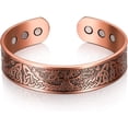 thumbnail image 1 of Pulsera magnética de cobre para hombres y mujeres, pulsera de cobre, brazalete sólido con 6 imanes, pulsera de energía con imán de cobre rojo, tamaño ajustable con bolsa de terciopelo (bronce), 1 of 5