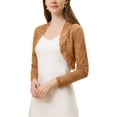 thumbnail image 4 of MODA NOVA Juniors Floral Lace Sheer Open Front Bolero Shrug Cropped Cardigan, 4 of 5