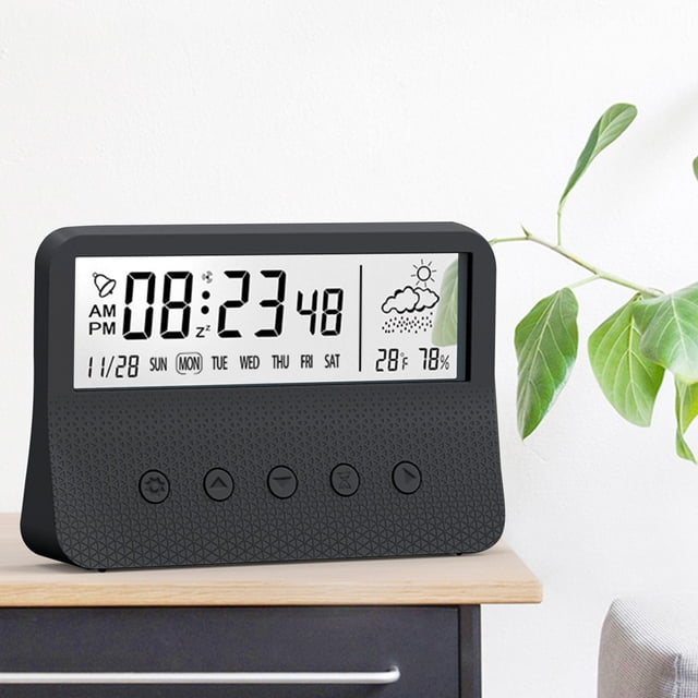Digital Electronic Clock LED Display Electronic Clock Stereo Digital Display Snooze Alarm Clock 12/24H Switching Countdown