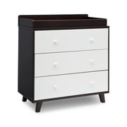 Delta Children Ava 3 Drawer Dresser with Changing Top, Black Espresso/White