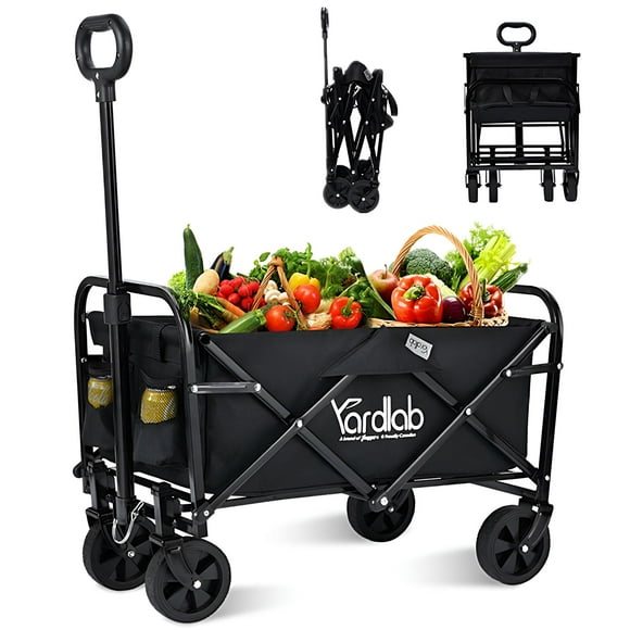 Outdoor Folding Wagon 28"L, Collapsible Garden Camping Storage Cart Utility Beach Wagon(27.9"L x 15.7"W, 50L)