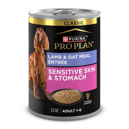 Purina Pro Plan Sensitive Skin and Stomach Wet Dog Food Classic Pate Lamb and Oatmeal Entrée, 13 oz Can