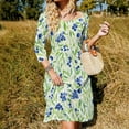 thumbnail image 3 of Blueberries Watercolor Leafy Pattern Design Sweetheart Knot Flared Dress Fashion Design Large Size Loose Dress Spring Summer Women Dress, 3 of 9