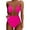 a-Hot Pink6612, variant on VNKIDY Womens Solid Color Hollow Out One Piece Swimsuit Spaghetti Strap V Neck Ruched Waist High Cut Swimsuit For Summer Beach Wear Blue L