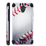 Compatible Wiko Ride (Boost) Case Brushed Metal Texture Hybrid TPU KombatGuard Phone Cover (Baseball)
