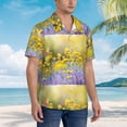 thumbnail image 3 of Gukieu Flowers And Butterflies Print Men's Short-sleeved Shirts, Button-down Lapel Hawaiian Shirts, T-shirts, Beach Vacation Summer Casual Wear,XX-Large, 3 of 7