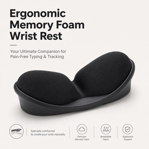 USIONE Memory Foam Wrist Rest Set: Mouse & Keyboard Pads with Anti-Skid Base, Comfortable Support for Office, Computer, Laptop & Mac – Durable, Lightweight, Pain Relief for Easy Typing