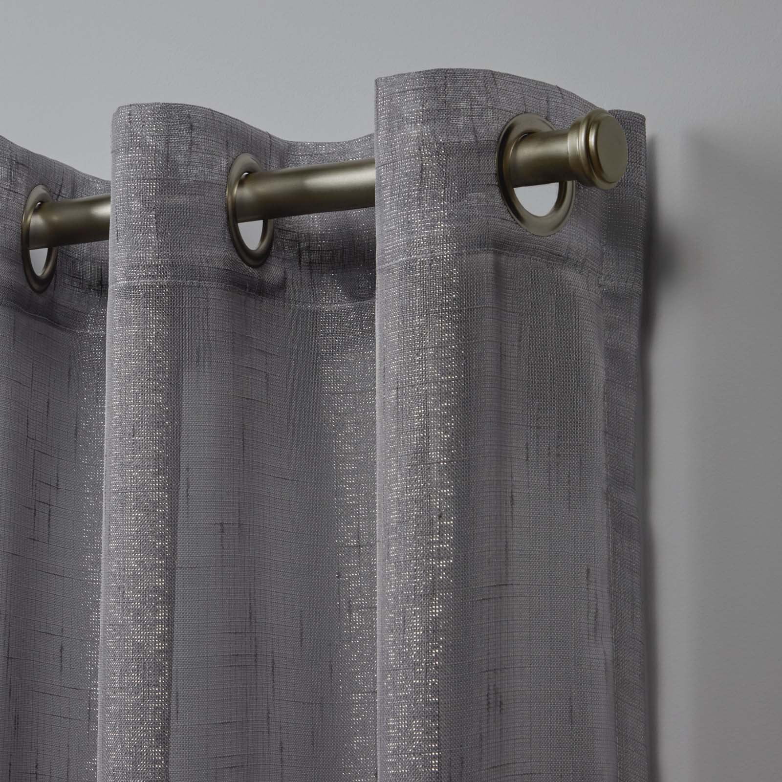 Nicole Miller Iceland Metallic Sheer Grommet Top Curtain Panel Pair, 54"x84", Blush