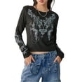thumbnail image 1 of SUNSIOM T-Shirt Décontracté pour Femmes, Col Rond Manches Longues Motif Totem Vintage Haut de Base Tee Extérieur, 1 of 6
