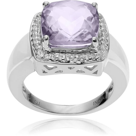 Brinley Co. Women's Pink Amethyst Topaz Accent Rhodium-Plated Sterling Silver Fashion Ring