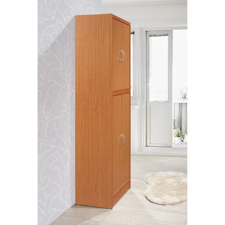 Hodedah 4-Door Kitchen Pantry, China Cabinet, Cherry, 15.5 x 26.3