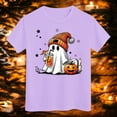 thumbnail image 2 of Nwiuh Toddler Baby Girl Halloween Shirt Cute Ghost Pumpkin T-Shirt for Kids Short Sleeve Tee Fall Tops (Purple, 11-12 Years), 2 of 7