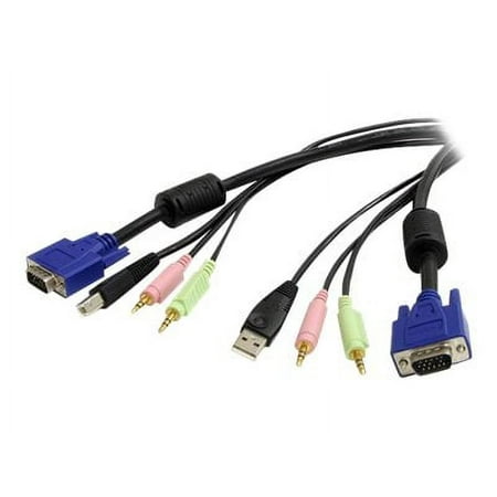 UPC: 0065030824620 | StarTech 6 ft 4-in-1 USB VGA KVM Switch Cable with Audio (USBVGA4N1A6)