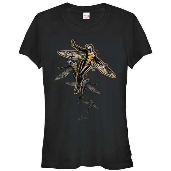 Junior's Marvel Wasp Flight Path  Graphic Tee Black X Large