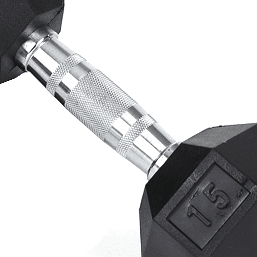 Tcbosik Rubber Encased Exercise & Fitness Hex Dumbbell, 15 lb Hand Weight for Home GYM, Black