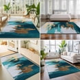 thumbnail image 4 of Area Rugs 2.7'x5', Abstract Teal Green Carpet Runner Indoor Outdoor Rugs Home Decor Aesthetic, White Gold Textured Art Non Slip Mats Washable Accent Rug for Living Room Bedroom, 4 of 8