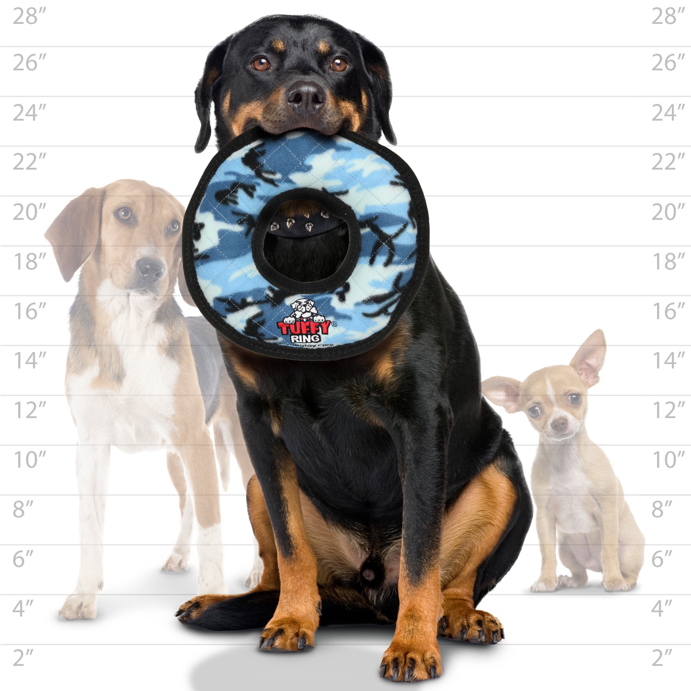 Tuffy Ultimate Ring Camo Blue Durable Plush Squeaky Dog Toy