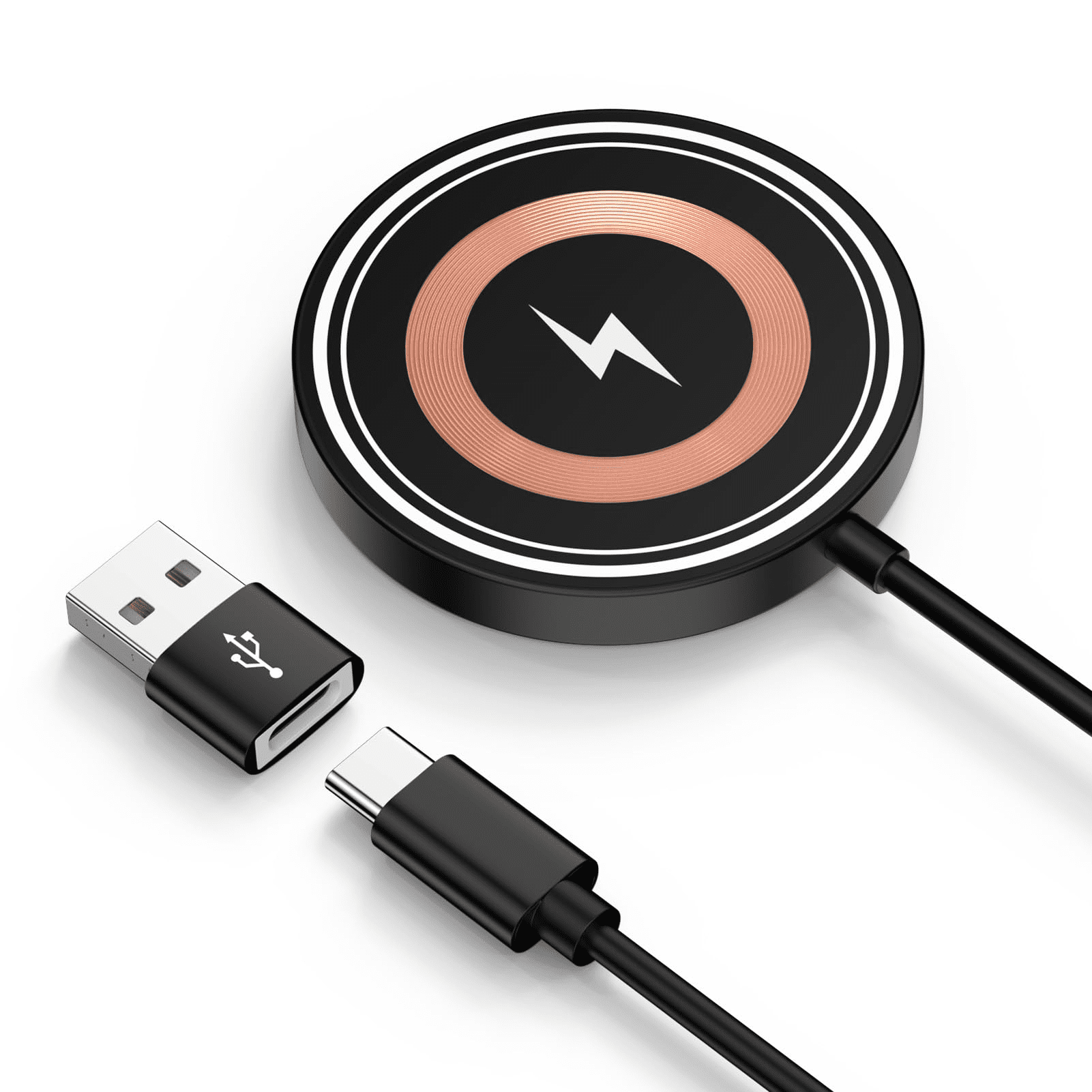 Eeyueer 15W Magnetic Wireless Charger 4ft USB-C/A Dual Port Fast Charging Pad Compatible with Samsung Galaxy S26 Ultra S25 FE S24 S23 S22 Z Flip 7 iPhone 17 16 15 14 13 12 AirPods Qi