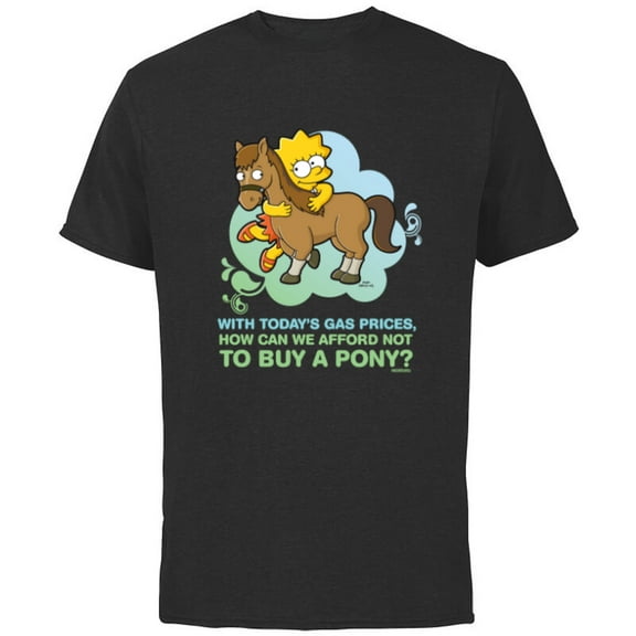 The Simpsons Lisa Simpson Buy a Pony Retro - Short Sleeve Cotton T-Shirt for Adults - Customized-Charcoal