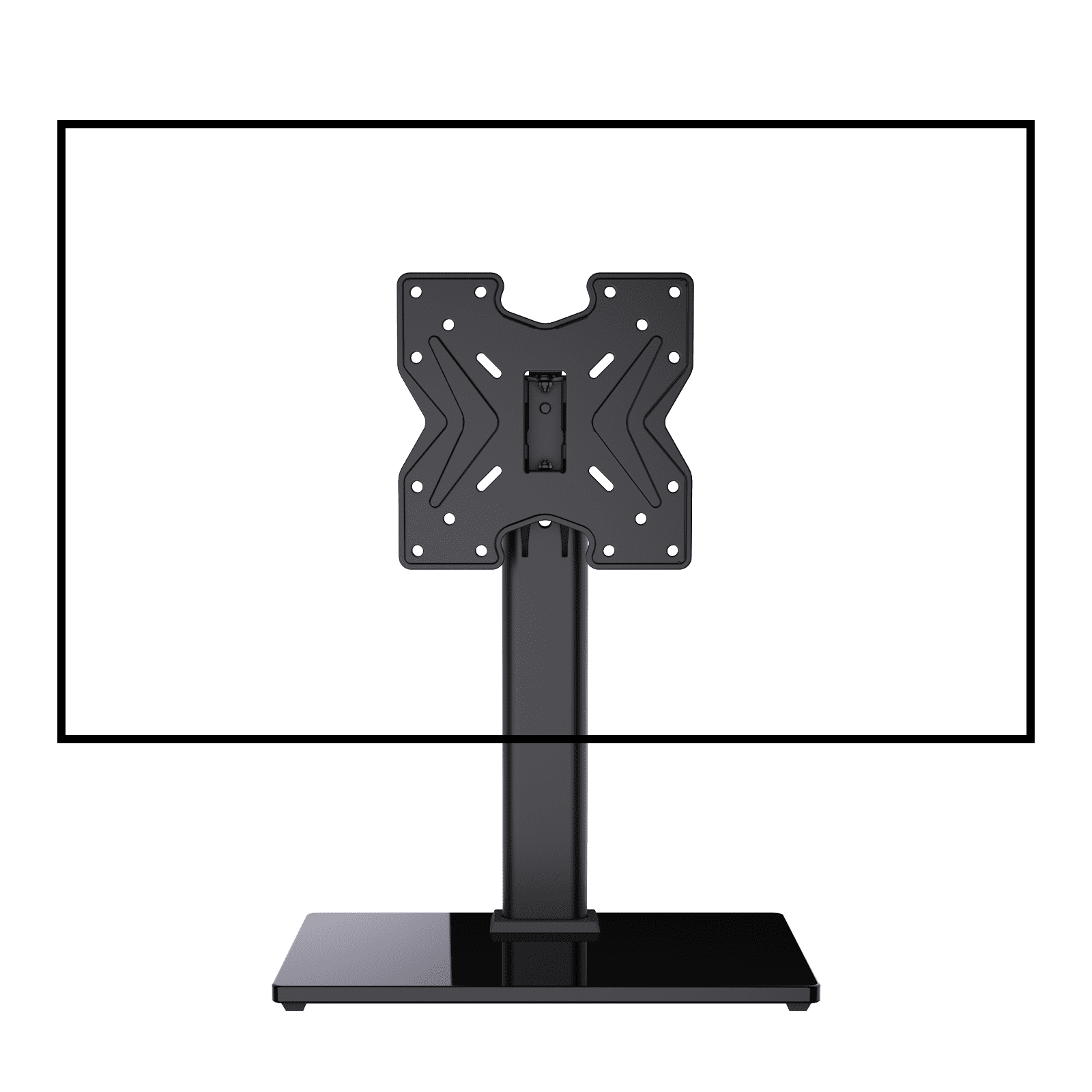MountFTV Universal Tabletop TV Stand for 19-50 inch TVs Monitor, 3 Height Adjustable with Tempered Glass Base, Max 200x200mm