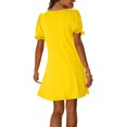 thumbnail image 6 of QLEICOM Women's 2023 Summer Casual Beach Dresses V Neck Short Sleeve Party Club Mini T Shirt Dress Sun Dress Yellow S, US Size: 4, 6 of 6