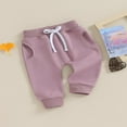 thumbnail image 3 of Baby Girls Pants Solid Color Elastic Waist Soft Toddler Trousers, 3 of 8