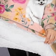 thumbnail image 3 of Oversized Wearable Blanket Hoodie,Pomeranian Dogs and Pioneer Flower Sherpa Blanket Hoodie with Super Pockets,Super Warm Fuzzy Pullover for Women & Men, 3 of 6
