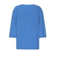 thumbnail image 3 of Women's 3/4 Sleeve V-Neck Eyelet Top 2025 - Summer Holiday Tunic Blouse | Yubnlvae | Summer Tops for Women 2025 Trendy 3/4 Sleeve V Neck Eyelet Shirts (Blue | 5XL), 3 of 5