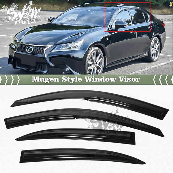 Fits 2013-2021 Lexus GS350 GS450h JDM Mugen Style Window Visor Rain Guard Deflector