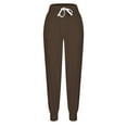 thumbnail image 7 of Hueook Wide Leg Womens Pants Casual Sweatpants Women's Solid Color Casual Drawrope Plus Size Pants Running Fitness Leg Sweatpants Brown L, 7 of 7