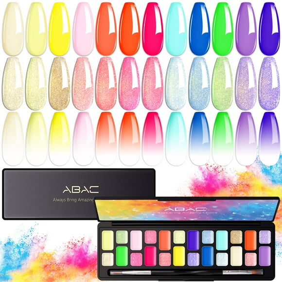 Esmalte de uñas ABAC Solid Gel, 24 colores, sin hema, con brocha Pro