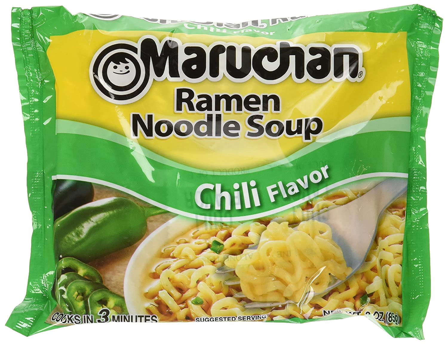 Maruchan Chili Ramen Noodles, 3 oz Packaged Soup, Quantity of 24