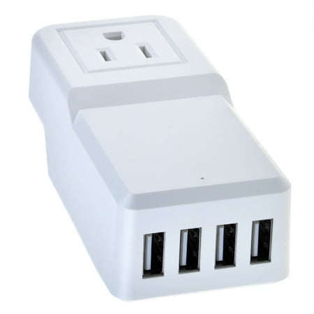 JerGO White 25W 4-Port USB Wall Charger Travel Charger For iPhone 7 Plus, iPad, Tablet, Android (Best Usb App For Ipad)