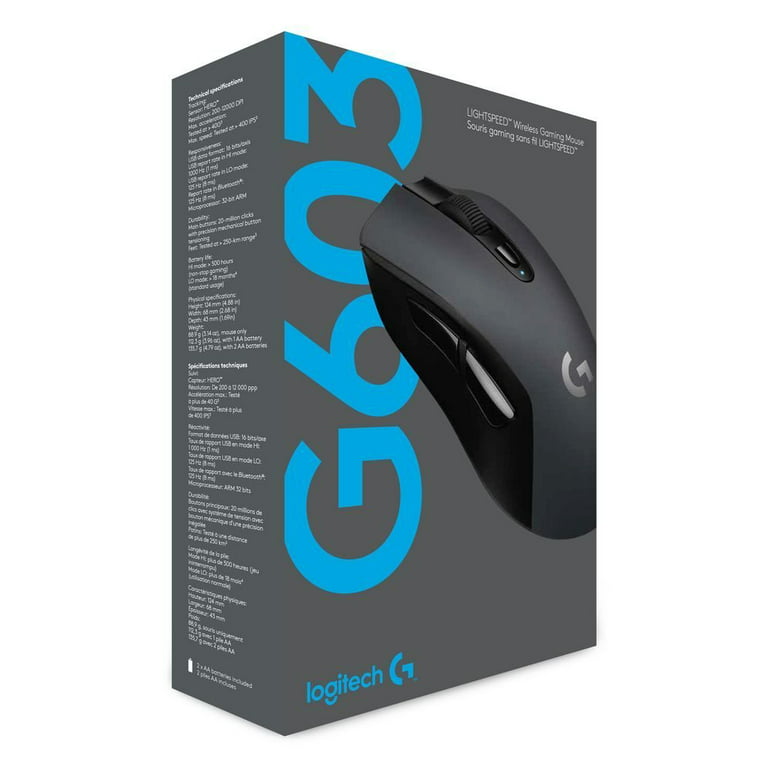 Merchandiser følgeslutning enke Logitech G603 Lightspeed USB type Gaming Wireless Computer Mouse, Black -  Walmart.com