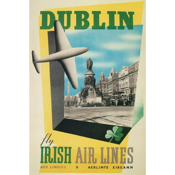 Art.com Dublin Air Lines Travel Poster Art Print, 12" x 18"