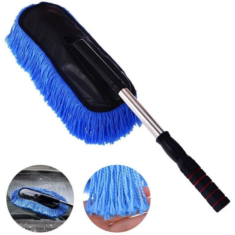 Microfiber Car Duster Wash Mop With Extendable Handle For Exterior And  Interior, Lint Free Scratch Free Cleaning Brush Cleaning Tool (blue)