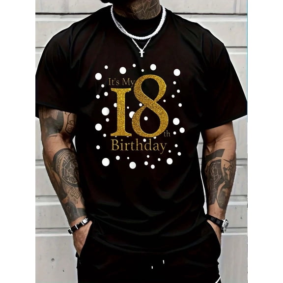 100% Cotton Its My 18th Birthday Shirt Happy Birthday Funny Gift TShirt T-Shirt Round Neck Short Sleeve T-Shirt Women's Men's Graphic Tee Women's Men Graphic Tee