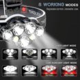 thumbnail image 3 of Linterna frontal recargable para acampar, superbrillante, 7 LED, 40000 lúmenes, 8 modos de iluminación, impermeable, para pesca, carrera, senderismo, diadema cómoda, luz de seguridad roja, batería de, 3 of 5