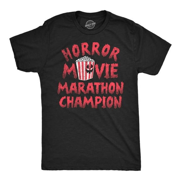 Mens Funny T Shirts Horror Movie Marathon Champion Sarcastic Halloween Tee for Men Graphic Tees