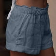 thumbnail image 6 of Cmfcve Women's Linen Shorts Plus Size Loose Wide Leg Sweat Shorts High Waist Straight Summer Shorts, 6 of 8