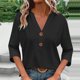 thumbnail image 2 of Conjuntos de trabajo para mujer,Camiseta informal de mujer con cuello en V y manga 3/4, blusa de poliéster, corte suave y cómodo, para uso diario, sopatenor, 2 of 9