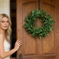 thumbnail image 4 of Artificial Olive Leaf Wreath 18 Inch Green Faux Eucalyptus Wreath for Front Door Porch Decor Year Round Wreath for Home Wall Indoor Outdoor Single Pack, 4 of 8