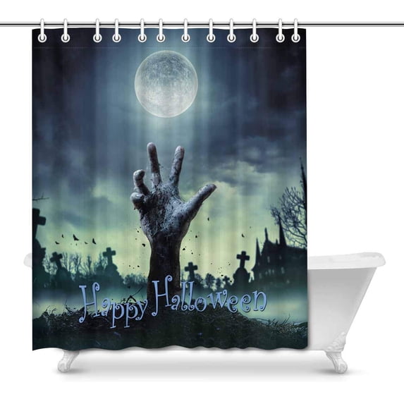 MKHERT Halloween Theme Zombie Hand Rising Out of a Grave Waterproof Polyester Fabric Shower Curtain Bathroom Sets 66x72 inch