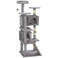 thumbnail image 1 of 54" Cat Tree, Multi-Level Cat Tower with Scratching Posts, Cat Condos, Bed, Platforms, Ramp, Toy Ball, Light Grey, 1 of 6