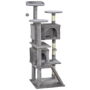 54" Arbre de chat, Tour de chat multi-niveaux avec des poteaux de Scratching, Condos de chat , Lit , Plateformes , Ramp , Toy Ball , Gris clair