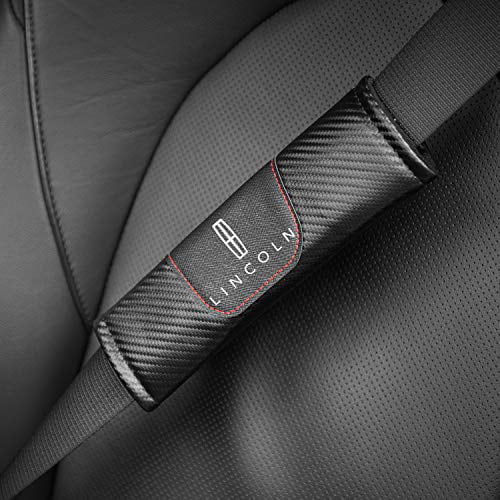 WEIWAN Seat Belt Covers for Lincoln,2 pcs Black Carbon Fiber Car Seat Belt Cover Shoulder Strap Pads Safety Belt Shoulder Cushions Protective Sleeves 